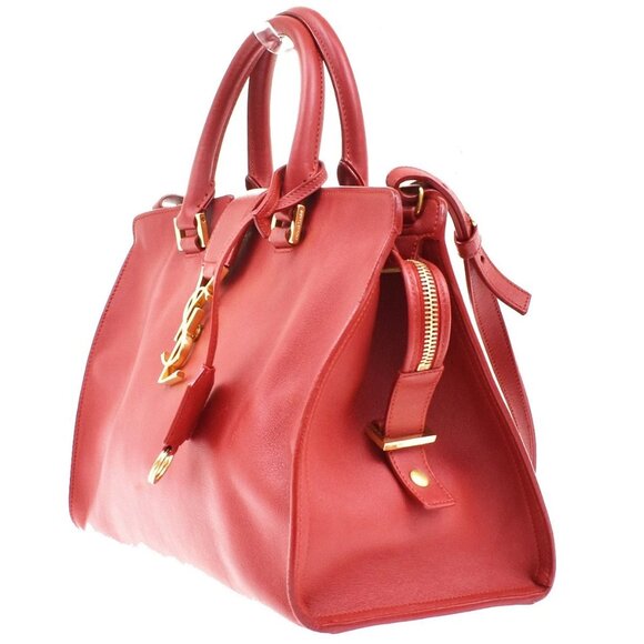 SAINT LAURENT YSL Logo Cabas 2 Way Hand Bag Leather Red GHW Italy 29KB315 - Picture 16 of 16